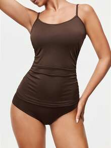 SHEIN Set de 3 camisetas de tirantes de unicolor casual para mujer, ropa de estar en casa - Multicolor - Ver 3
