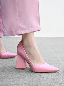 CUCCOO BIZCHIC 女款新款尖頭粉色高跟鞋，性感優雅，適合通勤、約會、聖誕節 - 粉色. - View 4