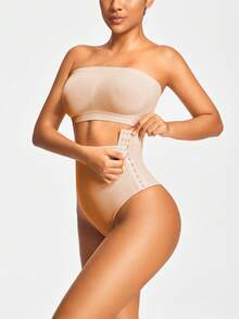 SHAPORA Tanga moldeador de cintura alta con botones laterales - Albaricoque - Ver 4