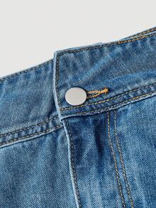 Sweetra Women's Plus Size Fashion Casual Patchwork Denim Skirt, Summer - Medium Wash - View 3
