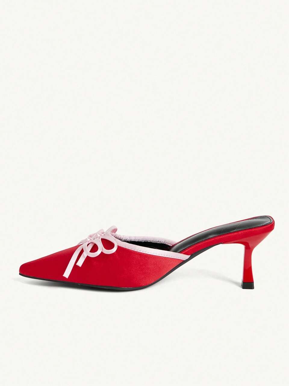 CUCCOO CHICEST Red Satin Bow Stiletto Heels, Sweet French + Light And Elegant, Suitable For Young Women To Go Out On The Street And Date Every Day, And Can Also Be Used As Light Dress Shoes For Parties And Small Parties