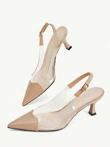 CUCCOO CHICEST Women's Red Pointed Toe Splicing Transparent High Heel Pumps Spring Shoes Spring Break Easter Prom Heels For Christmas Valentine's Day - Bright apricot - View 4