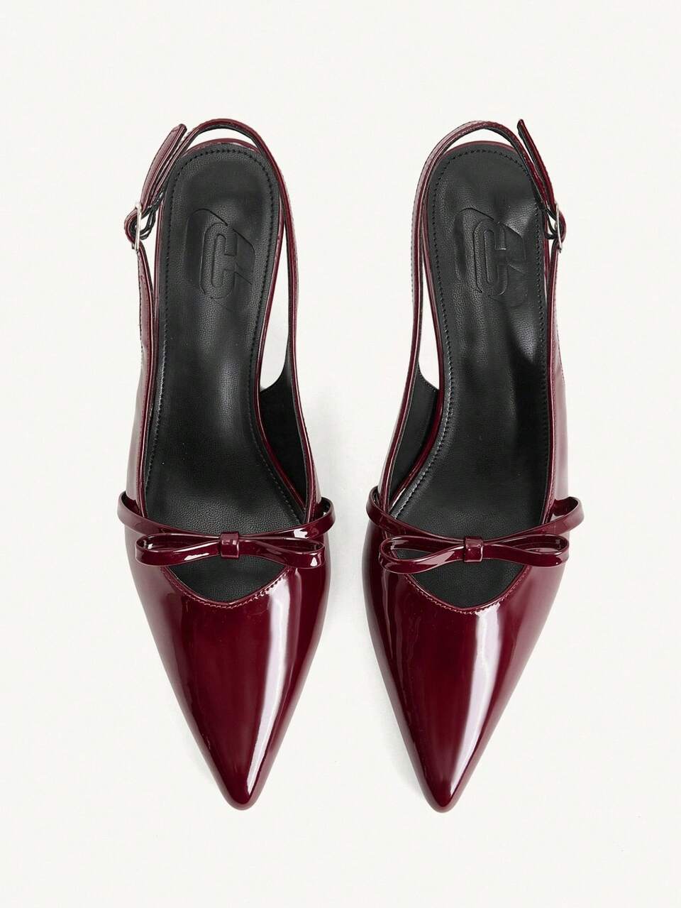 CUCCOO CHICEST Burgundy Pointed Back Empty Bow Mid-Heel Shoes, Suitable For Commuting Workplace, Daily Dating, Formal Occasions, Parties And Other Occasions