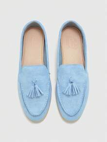 CUCCOO BIZCHIC Sepatu Flat Wanita dengan Gesper Sederhana dan Elegan, Modis, Serbaguna, untuk Santai, Kerja, dan Perjalanan. - Biru. - View 2