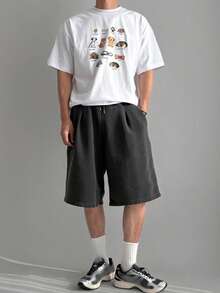 DAZY White Short Sleeve T-Shirt With Puppy Graphic & Letter Print For Men - White - View 4