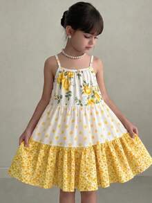 Emery Rose Kids Emery Rose Kids 少女编织花卉撞色休闲吊带裙 - 黃色 - 查看 12