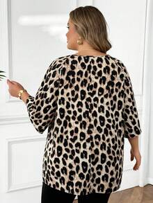 SHEIN CURVE+ Plus Size Valentine's Day Leopard Print Shirt - Multicolor - View 2