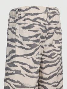 SHEIN Tween Girls' Spring/Summer New Fashion Zebra Print Denim Jeans, Snug Fit Loose Straight Leg Wide Leg Pants, Relaxed Fit,Back-To-School,Soft Cotton - Multicolor - View 6