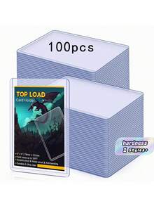 100 buah Pelindung Kartu Plastik Keras Ukuran 3" x 4", Model Atas, Cocok untuk Kartu, Kartu Baseball, Kartu Koleksi, dan Hadiah Liburan - Putih 100 pcs - View 1