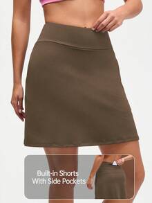 Gameset SHEIN Sport New Versatile High-End Women's Sports Running Skirt - Coffee Brown - View 3