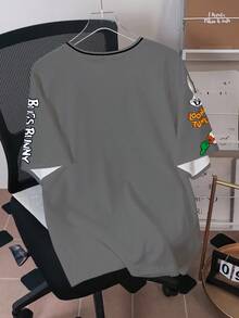 LOONEY TUNES X SHEIN 男士圆领短袖休闲百搭T恤 - 白色 - 查看 2