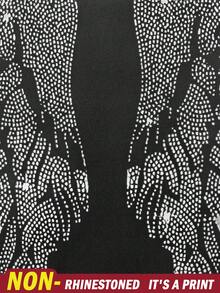 SHEIN 女士时尚水钻翅膀宽松圆领T恤，夏季 - 黑色 - 查看 4