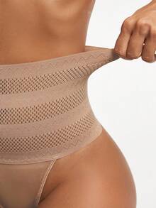 SHAPORA 2pcs Women High Waist Breathable Slimming Solid Color Shapewear Set - Multicolor - View 6