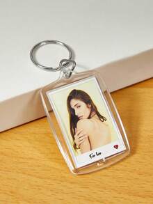 Custom 1PC Photo And Text Keychain, Personalized Acrylic Keychain, Custom Couple Keychain Photo Key Ring, Customized Logo Keychain For Birthday Gift - Multicolor - View 26
