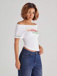 NYA SZN Top 圖案印花 T-shirt Lagos 寬鬆版型 目的地 Danfo 多彩設計 - 杏色 - 查看 5