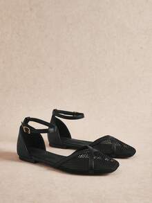 Rosivie Women Flats Spring And Summer New Models, Square Toe Design, Comfortable And Simple Vacation, Women's Flat Bottom, Essential For Commuting, Casual And Versatile - Black - View 3