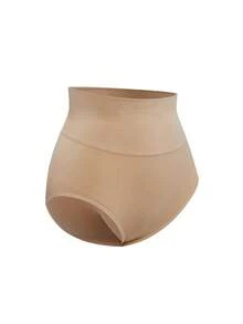SHAPORA 1pc Apricot Seamless Briefs, Tummy Control Waist, Comfortable For Daily Wear - Apricot - View 3