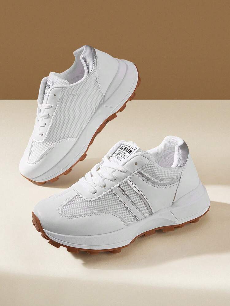CUCCOO EASI Women's Thick-Soled Round Toe Lace-Up Casual Shoes Shoes
