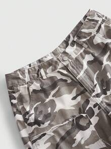 ROMWE MEN Men's Embroidered Pattern Camouflage Loose Denim Shorts - Multicolor - View 6
