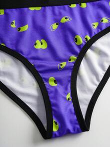 SCOOBY-DOO X SHEIN 女士舒适狗狗眼睛印花吊带背心和内裤套装 - 紫色 - 查看 5