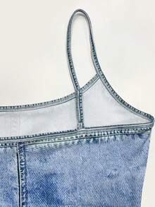 SHEIN 新款热销牛仔印花修身迷你连衣裙 - 彩色 - 查看 6