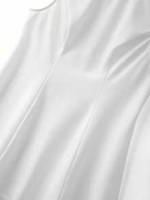 GlowEve CURVE Plus Size Round Neck Sleeveless A-Line Ruffle Patchwork Women's Dress - White - View 6