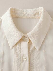 GlowEve Women's Hollow Embroidery Single-Breasted Casual Sleeveless Shirt - Apricot - View 3