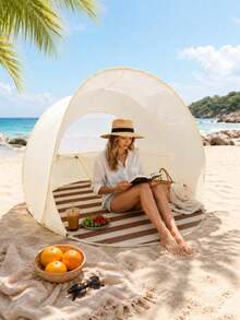 1 buah Tenda Pantai Portabel Ringan dan Mudah Dipasang, Perlindungan UV Berkualitas Tinggi, Biru dengan Tas Penyimpanan, Cocok untuk Berkemah di Luar Ruangan, Pantai, Taman, Kanopi Pelindung Matahari Instan, Memberikan Perlindungan UV UPF 50+! Cocok - A - View 4