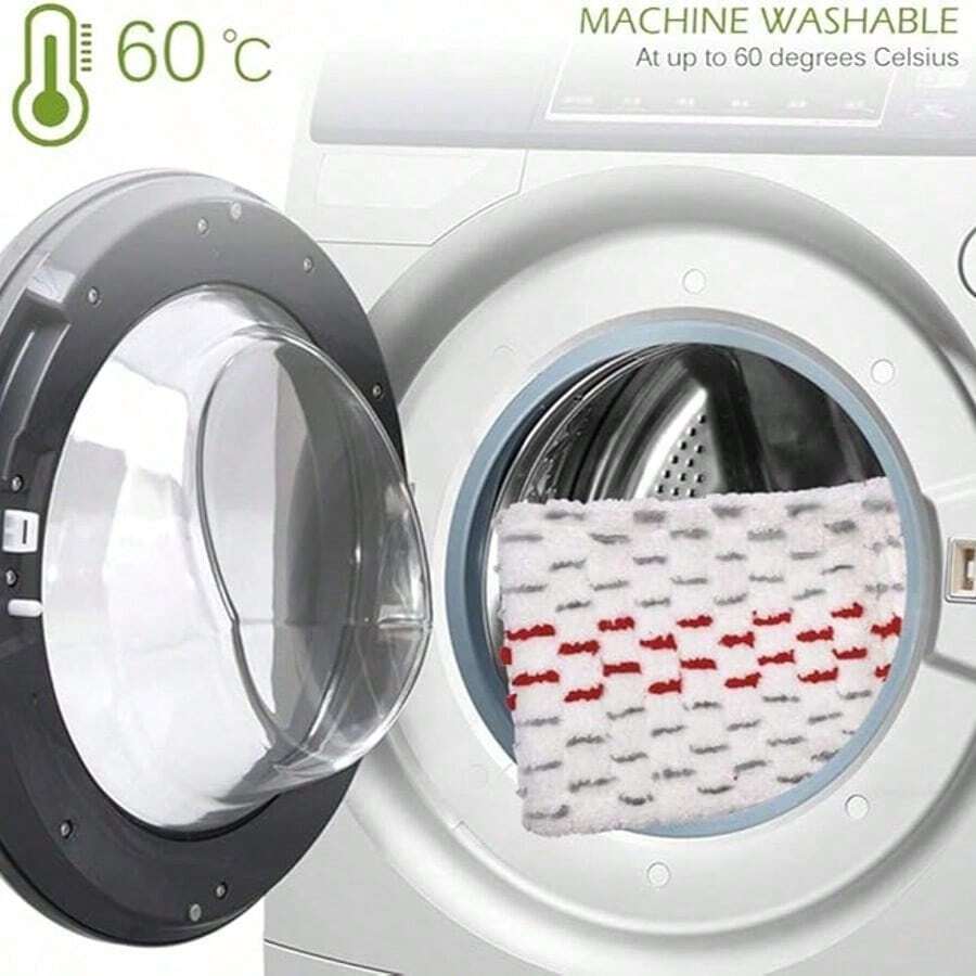 4 piezas (Fregona no incluida) Almohadillas de repuesto para fregona compatibles con Ultramax Turbo 2-En-1, montaje fácil, reutilizables, lavables, super absorbentes, paño de limpieza de microfibra adecuado para baño y cocina, Navidad & Halloween - Gris rojo - Ver 1