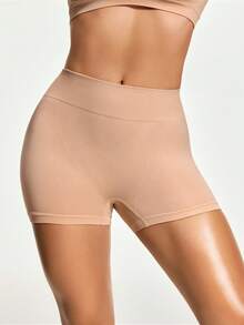 SHEIN Women's Shapewear Bottoms, Solid Color With Cutout Back - Apricot - View 3