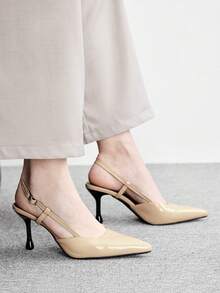 CUCCOO BIZCHIC Elegant, Simple And Generous, Fashionable And Versatile, Casual Workplace Commuter Women's Rear Empty High-Heeled Shoes - Apricot, - View 6