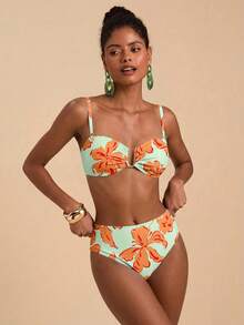 Travachic Damen Vintage Urlaub Blumenmuster Badeanzug Set, geeignet für Ausflüge, Strand, Kreuzfahrt Party - Verschiedenfarbig - Übersicht 4