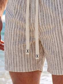 VENTUSAIL Shorts casuales versátiles de uso diario para hombres con cintura de cordón, para salidas y vacaciones - Caqui - Ver 3