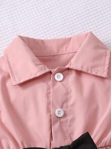 SHEIN Blusa de media botón con mangas volantes y pantalones con ribete de volantes para bebé niña - Multicolor - Ver 4