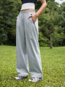 In My Nature Women's Solid Color Versatile Zipper Pocket Casual Outdoor Long Pants - Grey - View 3