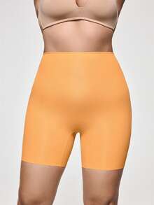 SHAPORA Plus Size Solid Color High Waist Seamless Shapewear Bottom - Orange - View 4