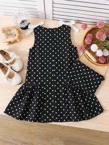 SHEIN 少女編織圓點圓領無袖休閒洋裝附斜背包 - 彩色 - 查看 4