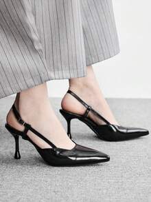 CUCCOO BIZCHIC Elegant, Simple And Generous, Fashionable And Versatile, Casual Workplace Commuter Women's Rear Empty High-Heeled Shoes - jet black - View 6