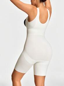 SHEIN 1件白色舒适简约女士塑身连体衣 - 白色 - 查看 7