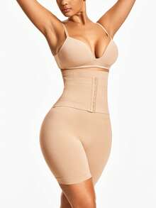 SHAPORA Women's Solid Color High Waist Slim Fit Tummy Control Shapewear Bottom - Beige - View 4