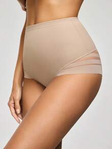 SHAPORA Prenda moldeadora de unicolor y rayas para mujer, de alta elasticidad y cómoda - Caqui - Ver 4