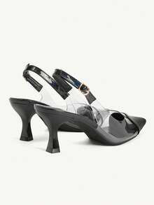 CUCCOO CHICEST Women's Red Pointed Toe Splicing Transparent High Heel Pumps Spring Shoes Spring Break Easter Prom Heels For Christmas Valentine's Day - Graphite Black - View 5