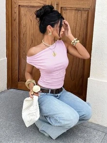 Siren Gaze Casual Simple Pink And White Striped Print Pattern Women's Tank Top Suitable For Summer - Multicolor - View 4