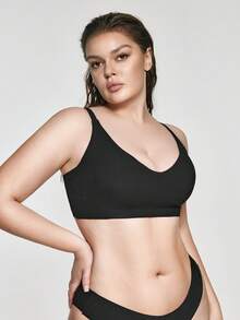 SHAPORA Plus Size Wireless Elastic Bra, Comfortable Fit For Women - Black - View 5