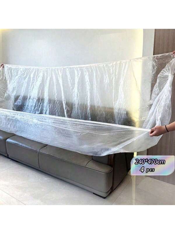 4pcs Disposable Dust-Proof Bed Cover For Household Furniture, Extra Large Thick Transparent Sofa, Dust-Proof Cover For Daily Use At Home