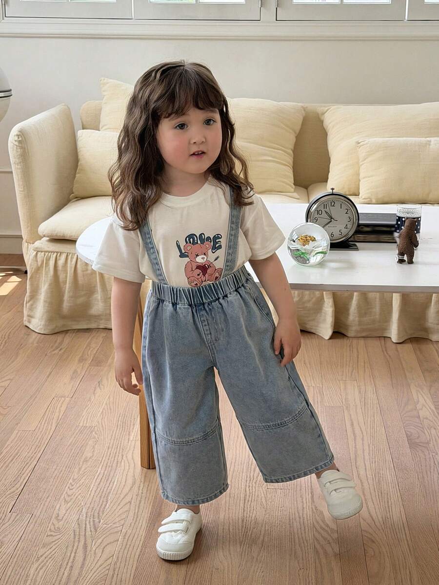 Dazy Kids Baby Girl Casual Versatile Daily Denim Overalls Long Pants Toddler - Blue - View 1