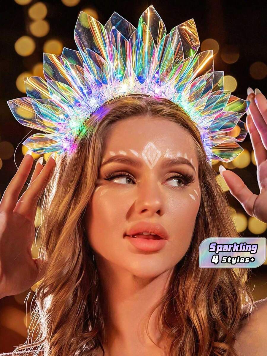 Crown And Color‑Changing Light‑Up Headband For Fashion, Light‑Up And Sparkling Headband For Nightclub Parties - Multicolor - View 1