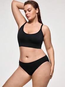 SHEIN Damen Große Größen 2026 Bestseller-Set aus nahtlosem, minimalistischem, einfarbigem, modischem, bequemem, hochwertigem und tragbarem Material - Schwarz - Übersicht 4