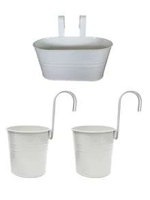 1/2/3pcs Large Wall-Mounted Planter Set; Gardening Flower Pot, Plant Pot, Durable Iron Wall Hanging Planter; Sturdy And Durable; Detachable Hooks Included; Suitable For Railings, Fences, Balconies, Yards, Gardens And Indoor Decor - Hanging Flower Pots - View 18