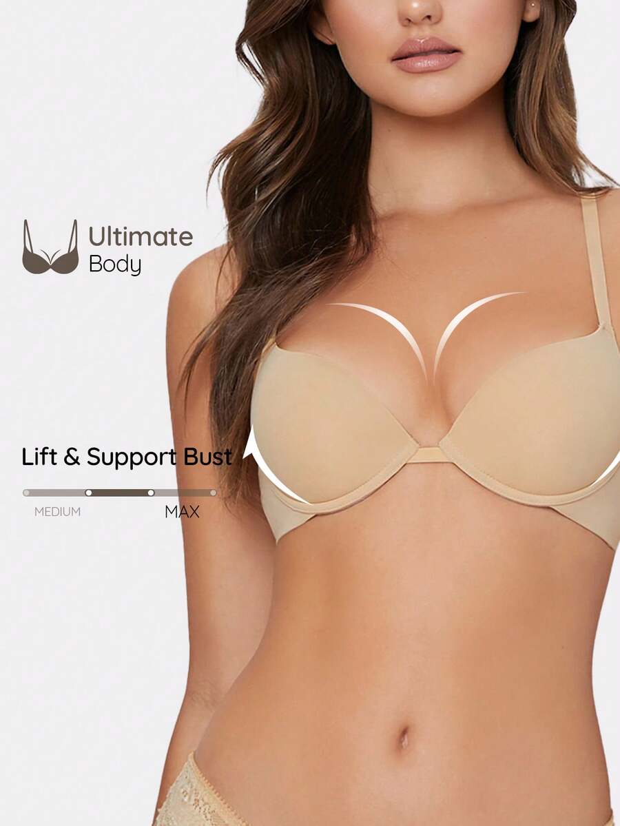 SHAPORA Sujetador push up unicolor microfibra con aro - Albaricoque - Ver 1